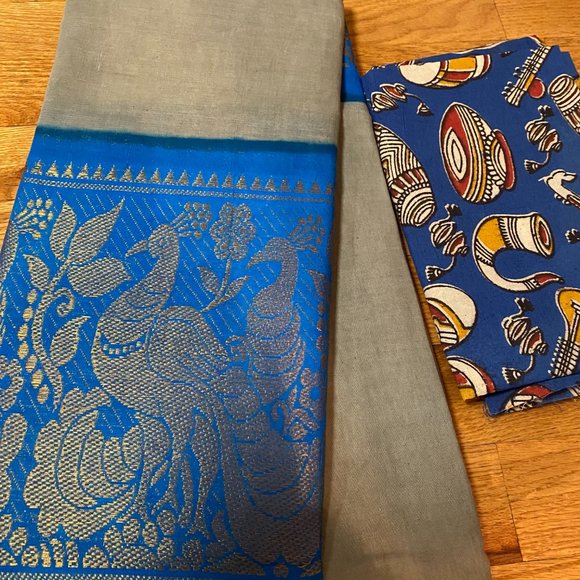 Madurai Sungudi Cotton Saree - Plain Body and Mayuri Pattu Big Border for Women - Picture 3 of 3